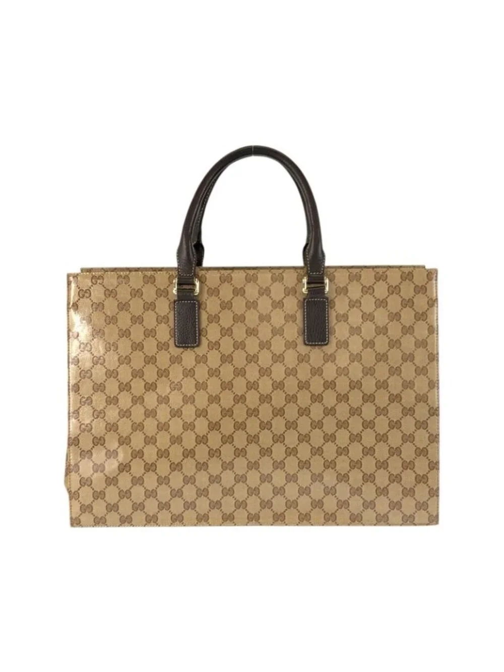 Gucci GG Crystal Beige Dark Brown Business Bag